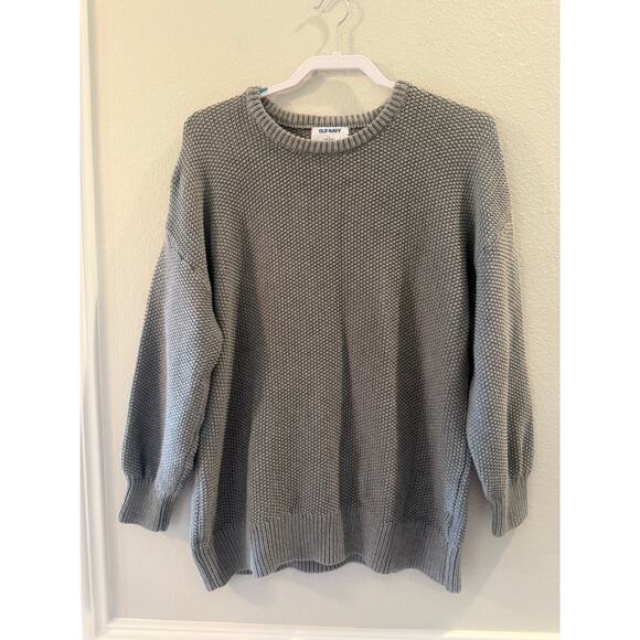 Old Navy Gray Tunic Sweater Chunky Knit Oversized Cozy Pullover Size L - Picture 1 of 6